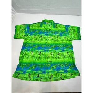 Rima Hawaiian Short Sleeve Shirt Green Tropical‎ Beach Tiki Jamaica Caribbean XL